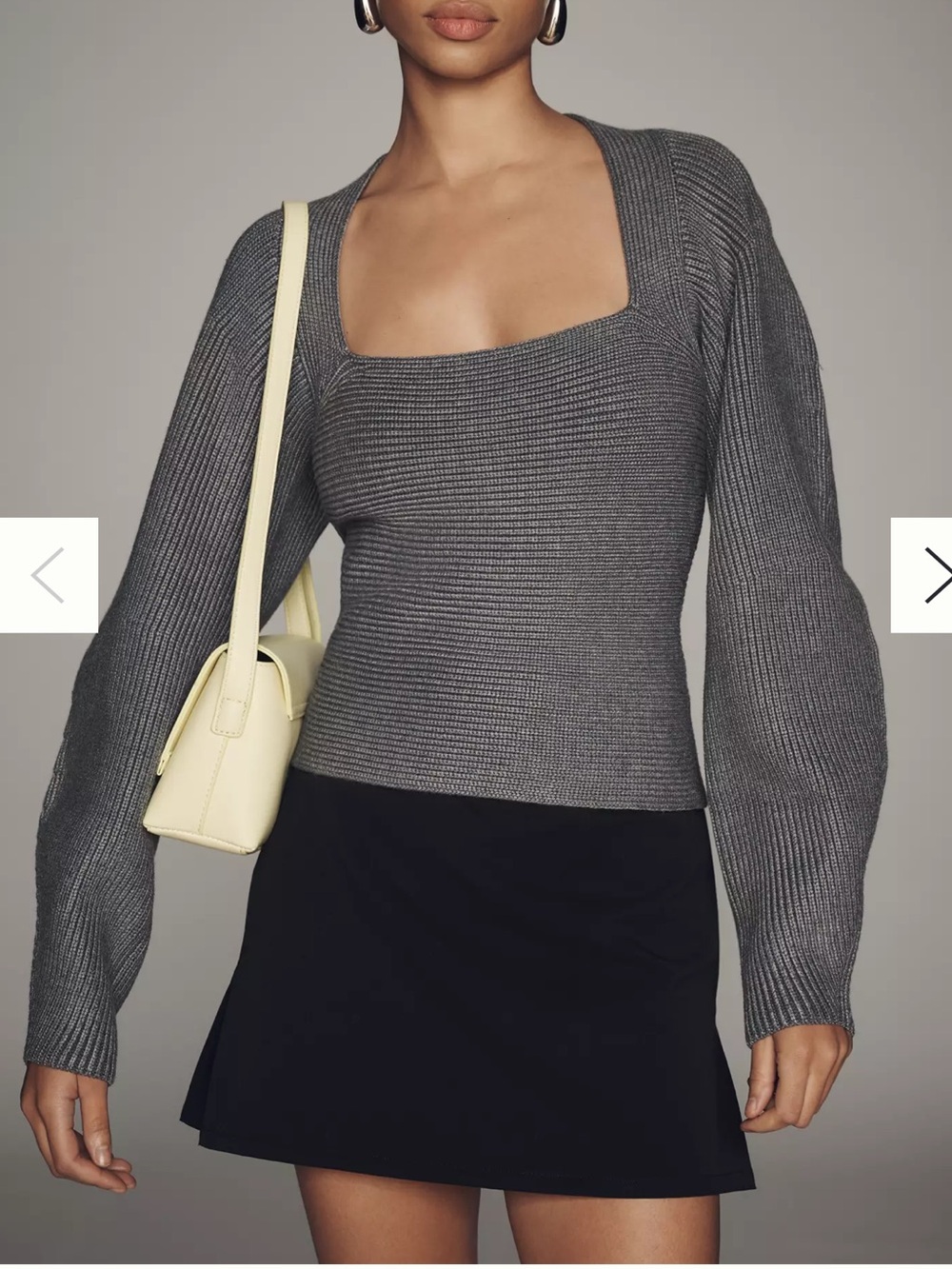 *LIKE NEW* Maeve by Anthropologie Womens Square Neck Gray Wide-Sleeve Sweater